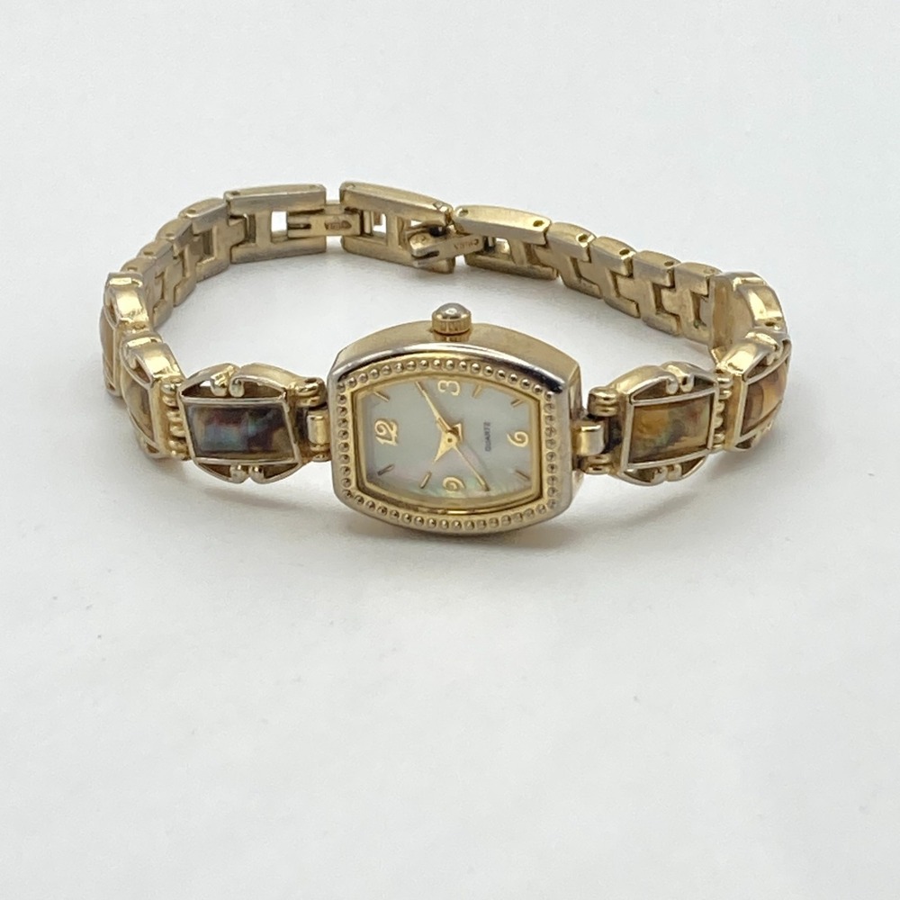 Abalone Women's Watch 19mm Gold Tone MOP Dial w/Extender New Battery 7.25" - Picture 11 of 16